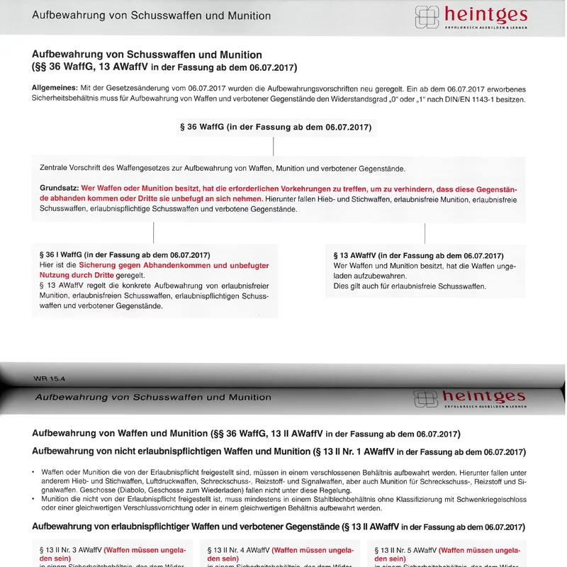 Arbeitsblätter Jägerprüfung  "Waffenrecht"