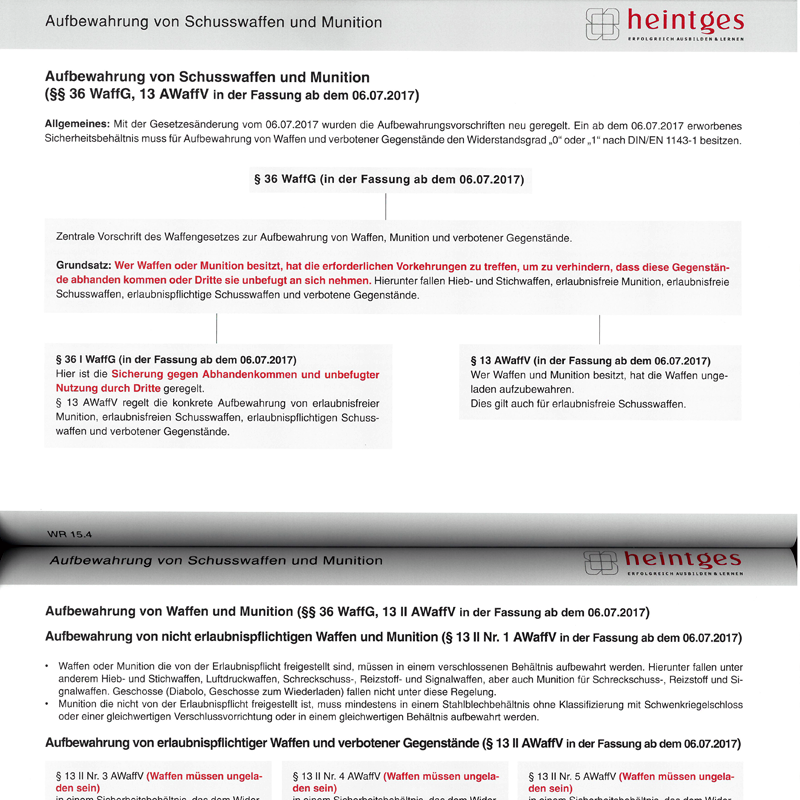 Arbeitsblätter Jägerprüfung  "Waffenrecht"