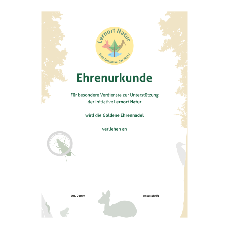 Lernort Natur-Urkunde Gold Verdienst