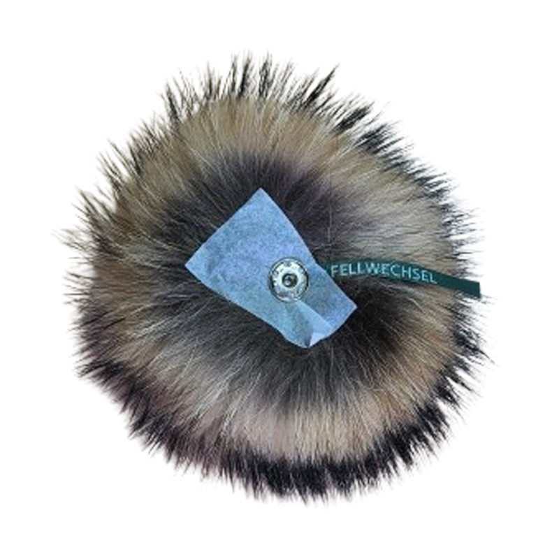Fellwechsel Bommel Marderhund mit Druckknopf