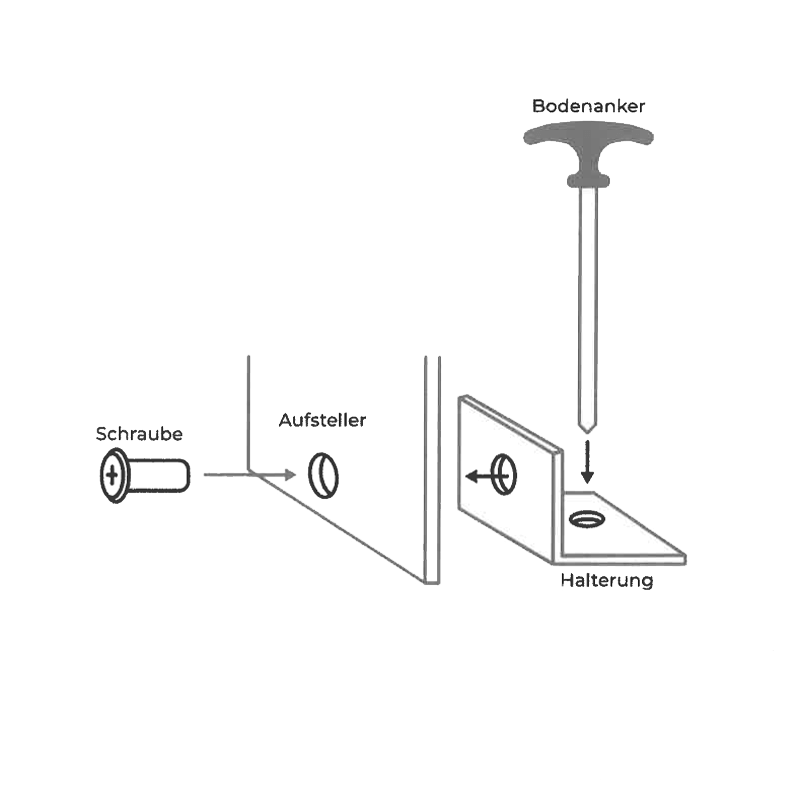 Bodenhalter-Set für Tieraufsteller (Aluminium)