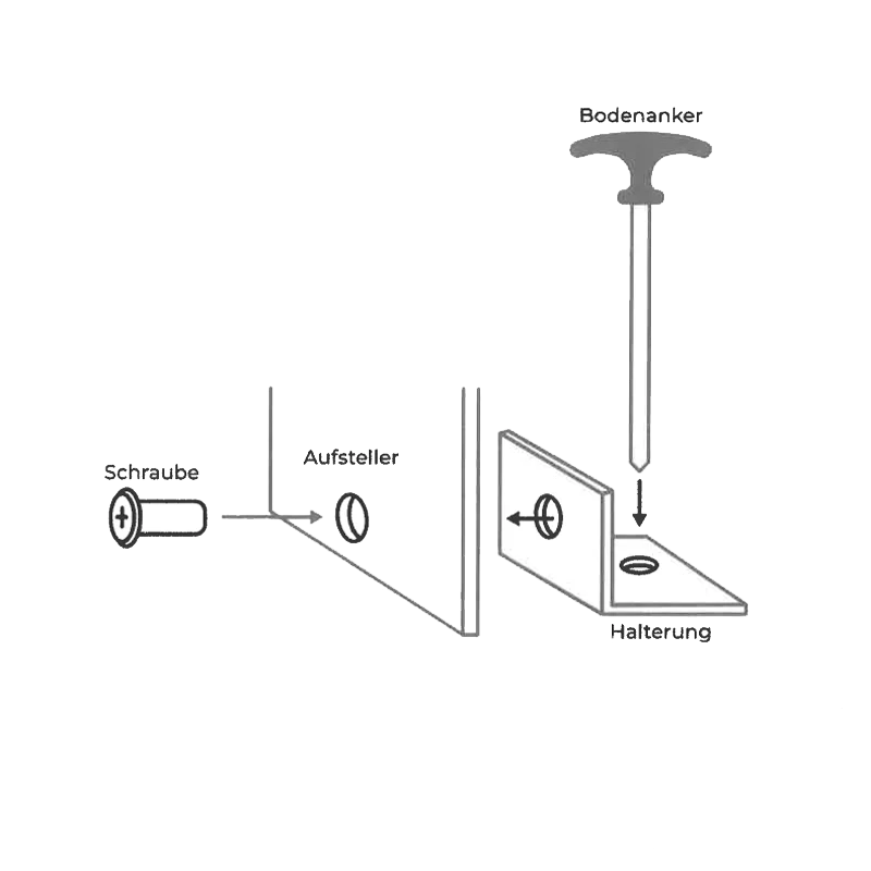 Bodenhalter-Set für Tieraufsteller (Aluminium)
