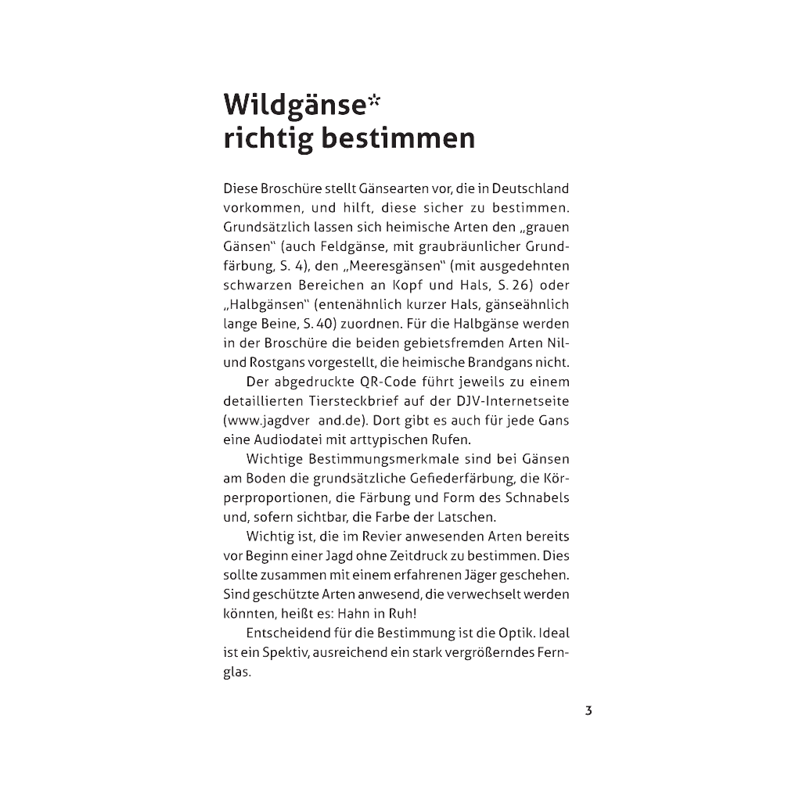 Broschüre "Bestimmungshilfe für Wildgänse"