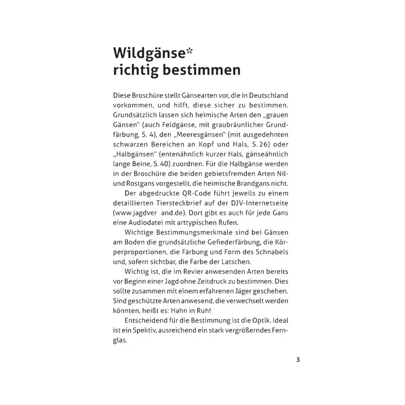 Broschüre "Bestimmungshilfe für Wildgänse"