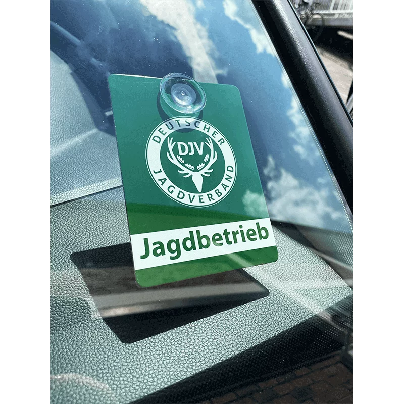 DJV-Autoschild "Jagdbetrieb" (Aluminium)