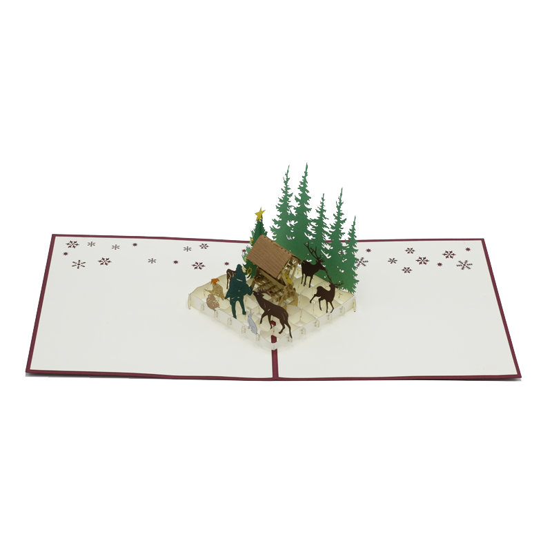 Pop-Up Karte "Futterkrippe" Weihnachtsedition