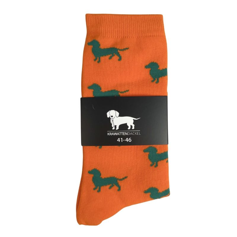 Krawattendackel Socken Dackel orange
