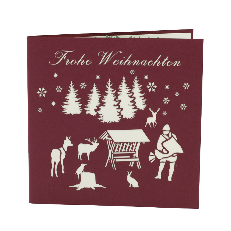 Pop-Up Karte "Futterkrippe" Weihnachtsedition