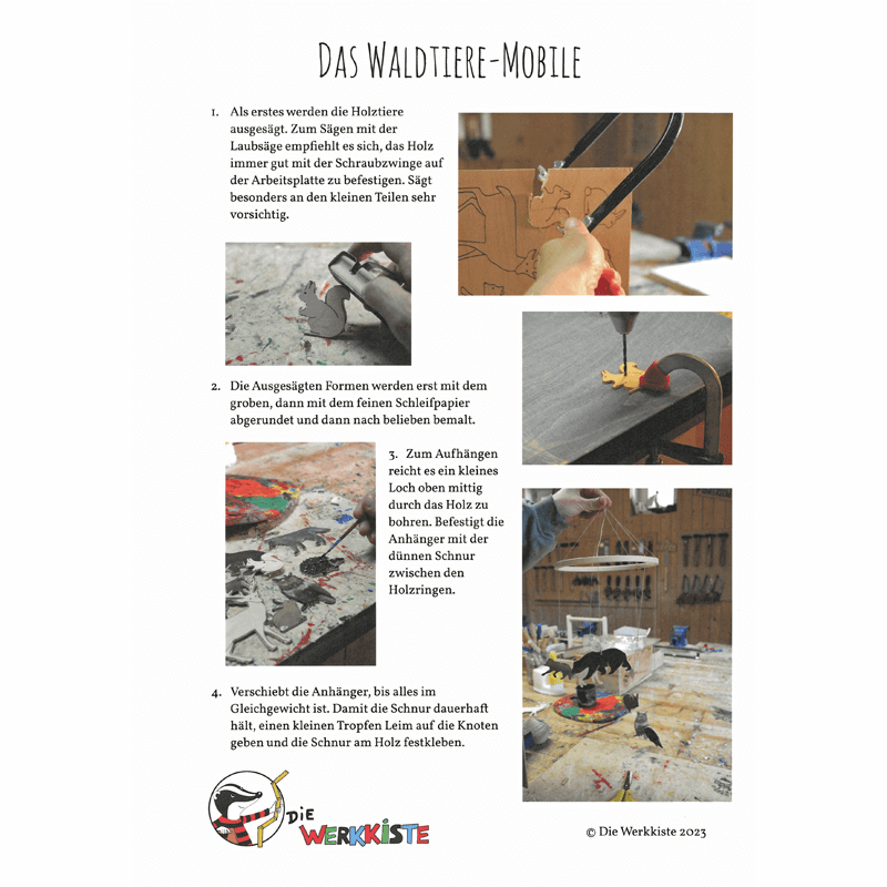 Bastel-Set Laubsägenvorlage "Waldtiere Mobile"