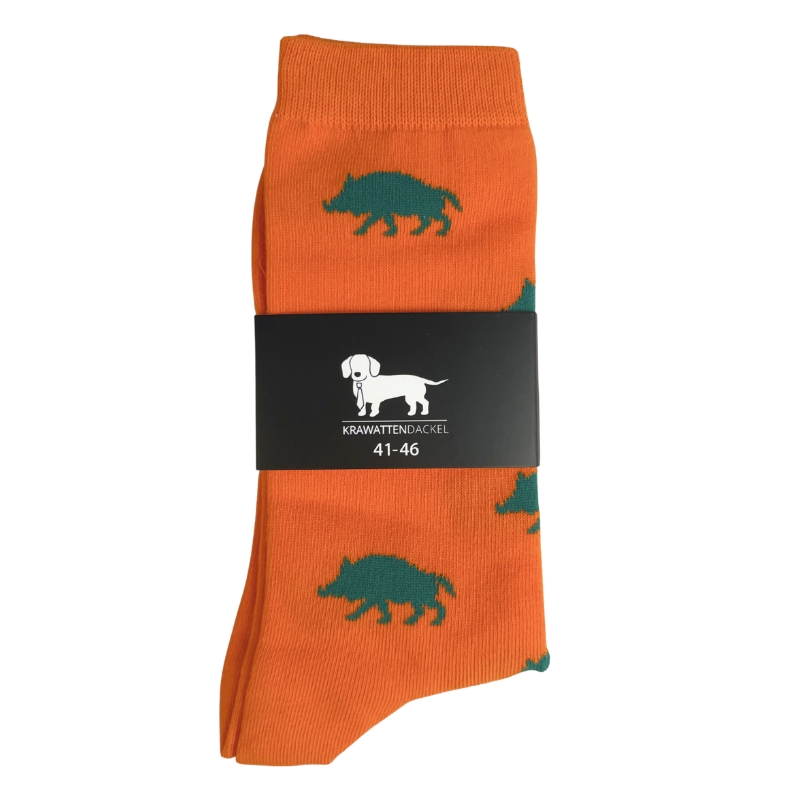 Krawattendackel Socken Wildschwein orange