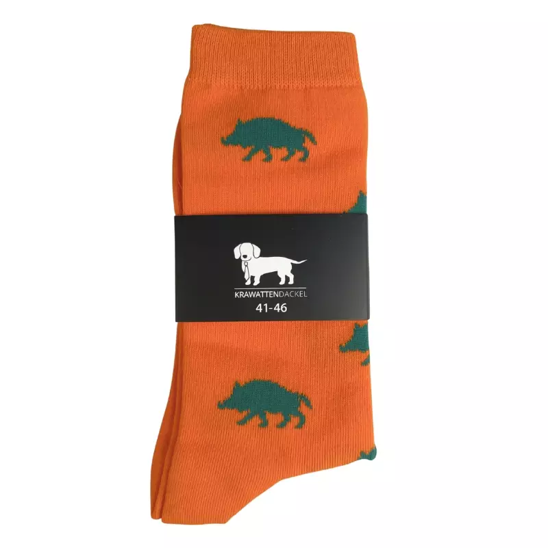 Krawattendackel Socken Wildschwein orange