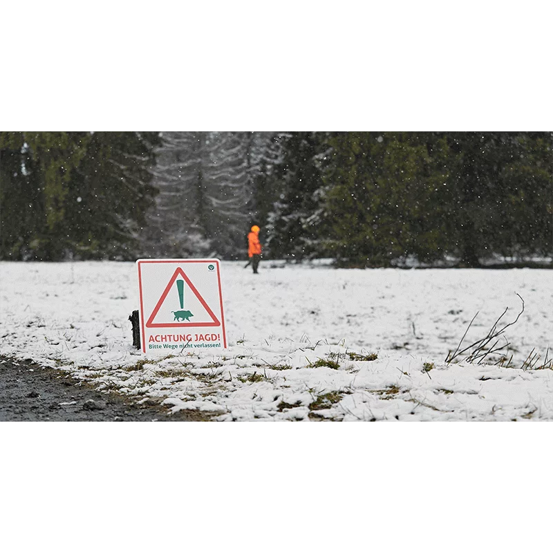 DJV-Warntafel „Achtung Jagd!“