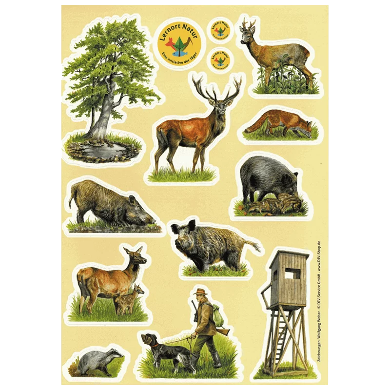 Lernort Natur-Aufkleberbögen Wildtiere