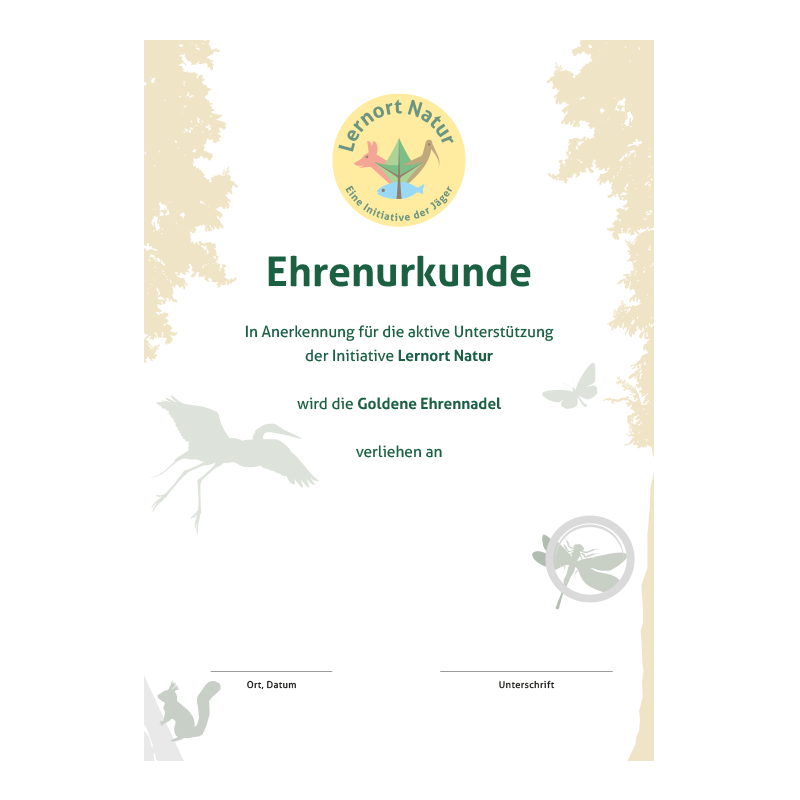 Lernort Natur-Urkunde Gold Anerkennung